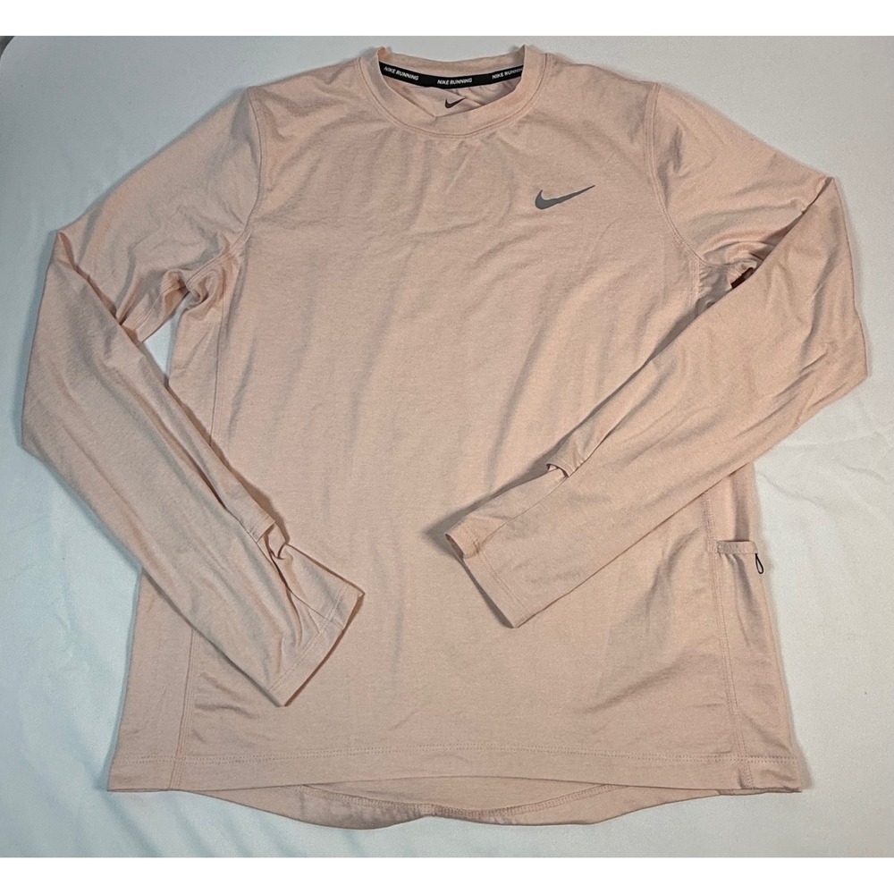 Nike Running Dri-FIT Long Sleeve Shirt Peach Pink Thumbhole Women Small